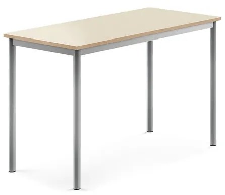 Stôl SONITUS, 1200x600x760 mm, HPL - breza, strieborná