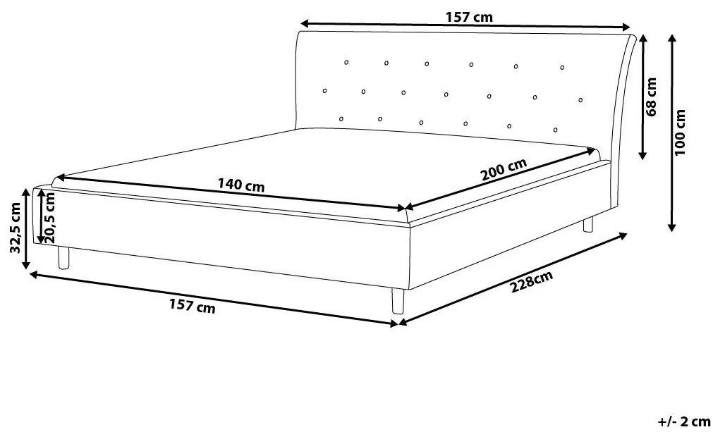 Svetlosivá čalúnená posteľ Chesterfield 140x200 cm SAVERNE Beliani