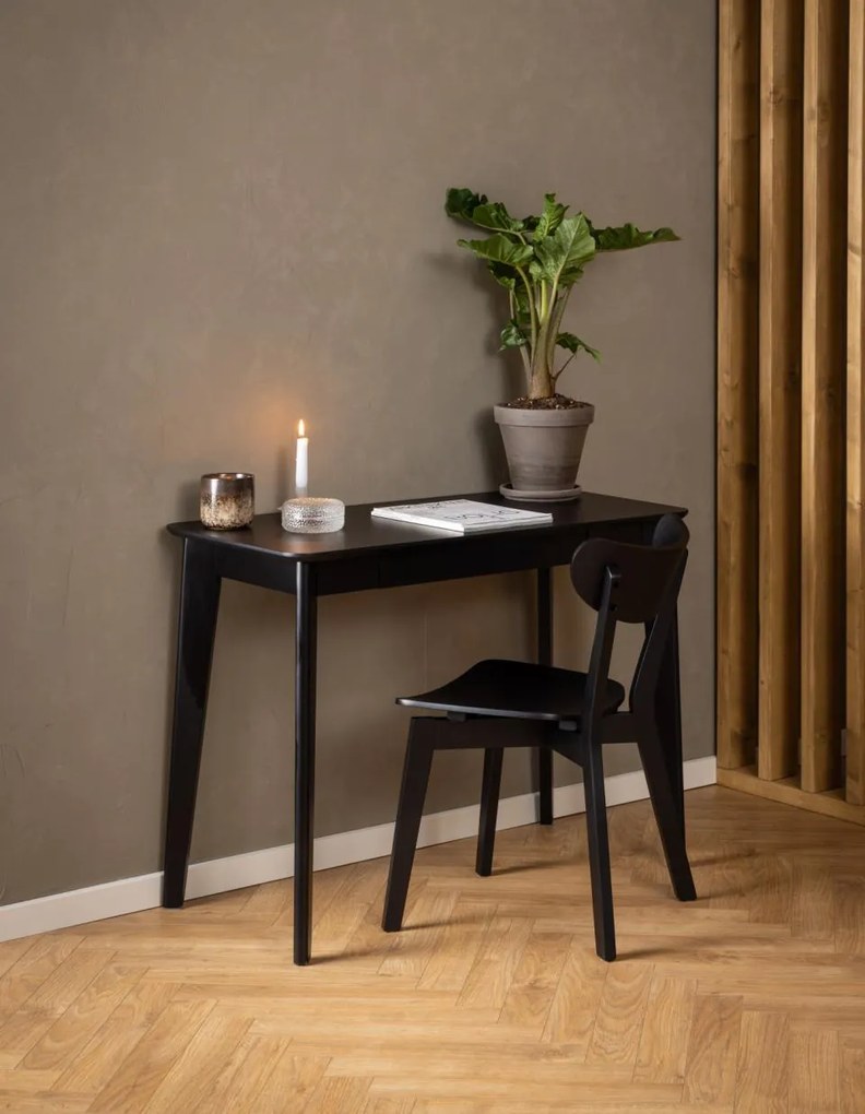 Drevený písací stôl so zásuvkou Roxby (00489), čierny