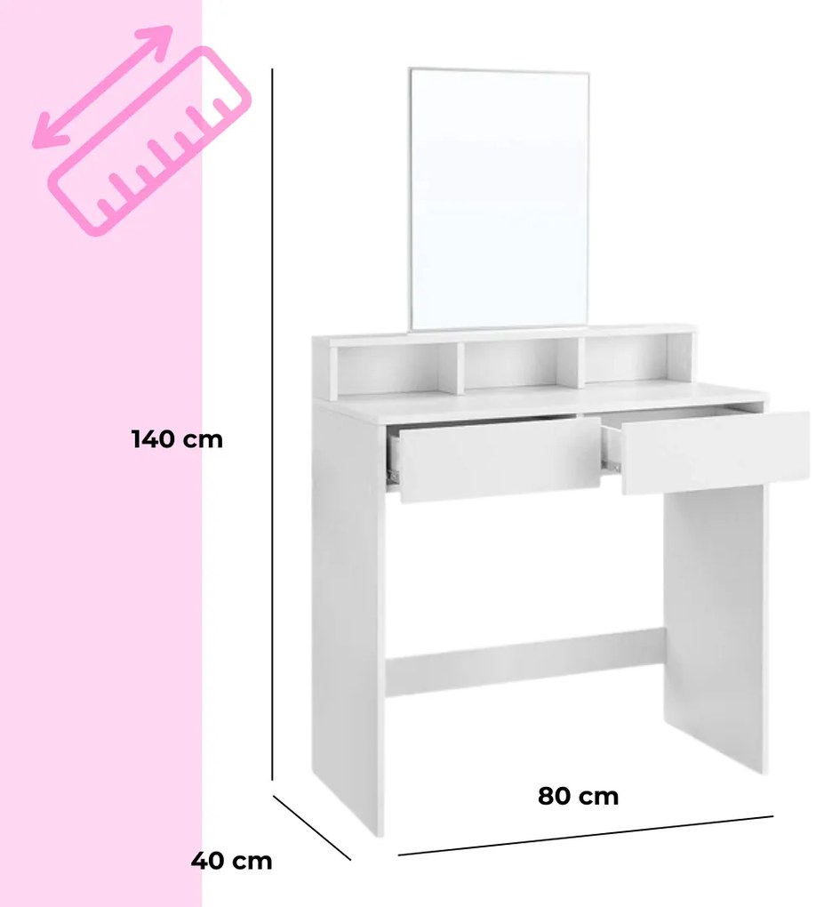Toaletný stolík VANESA, 80x40x140cm, biela Jurhan