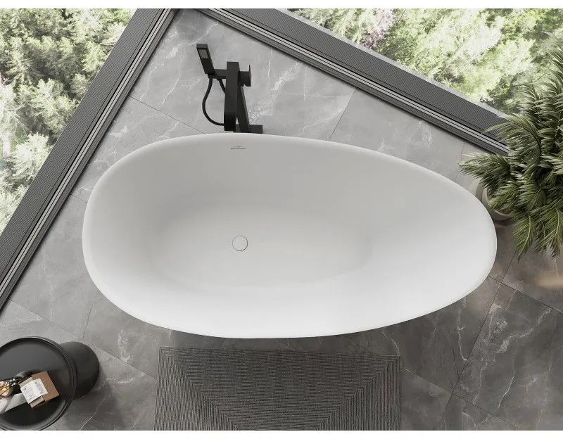 Mexen Milano, voľne stojaca vaňa z konglomerátu 170 x 86 cm, biela matná, 57301708500