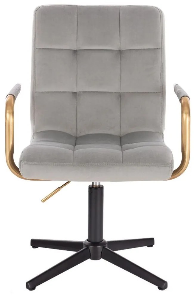 LuxuryForm DESIGN Otočná stolička VERONA GOLD VELUR na čiernom kríži - svetlosivá