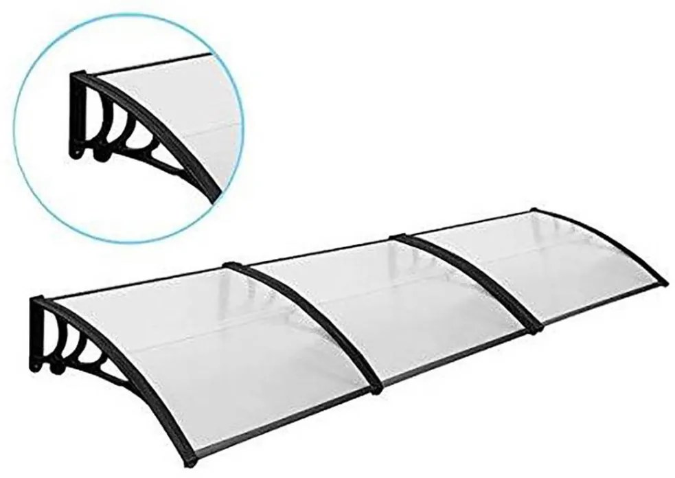 Plastová strieška v rôznych veľkostiach a farbách-Čierna-300x90 cm