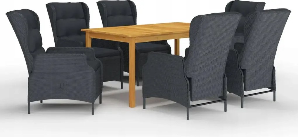 vidaXL 7-dielna záhradná jedálenská súprava tmavosivá