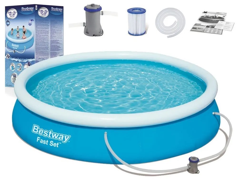 Samonosný rodinný bazén s kartušovou filtráciou 366 x 76 cm BESTWAY Fast Set 57274