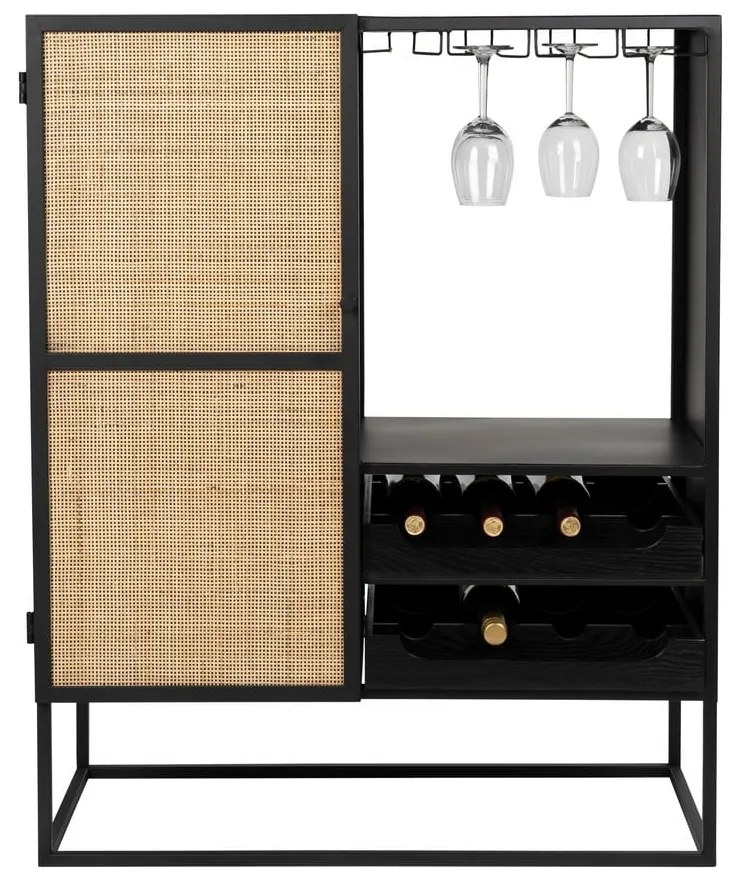 Čierna ratanová vinotéka na 8 fliaš, 80x100 cm Guuji - White Label