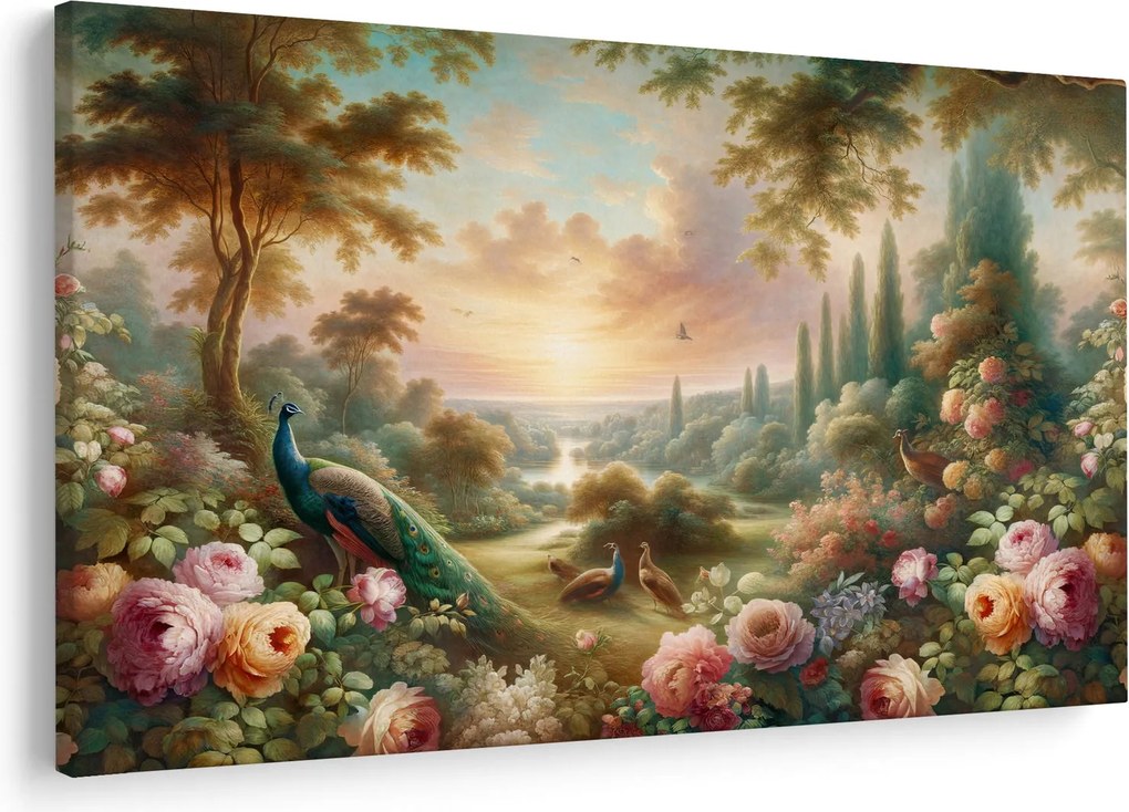Obraz - Pávy v záhrade (90x60 cm)