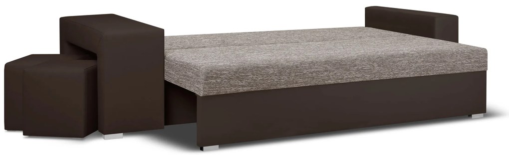 Rozkládací pohovka MILAN II Hnědá+ 2 Taburety