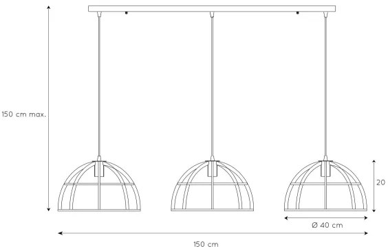 Lucide 76464/03/30 - Luster na lanku DIKRA 3xE27/60W/230V