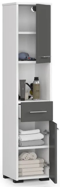 Kúpeľňová skrinka FIN 30 2D 1SZ 1W biela / sivá