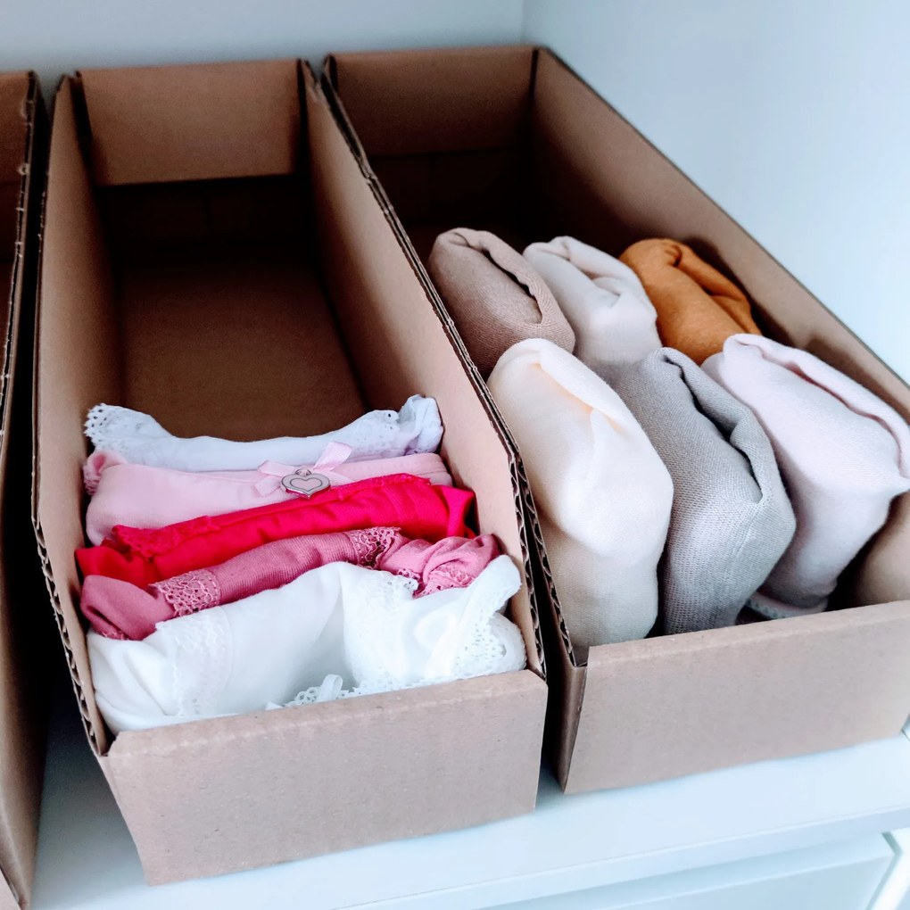 KARTON PAK Úložné boxy na oblečenie, organizéry do skrine EKO KARTON 10x40 cm