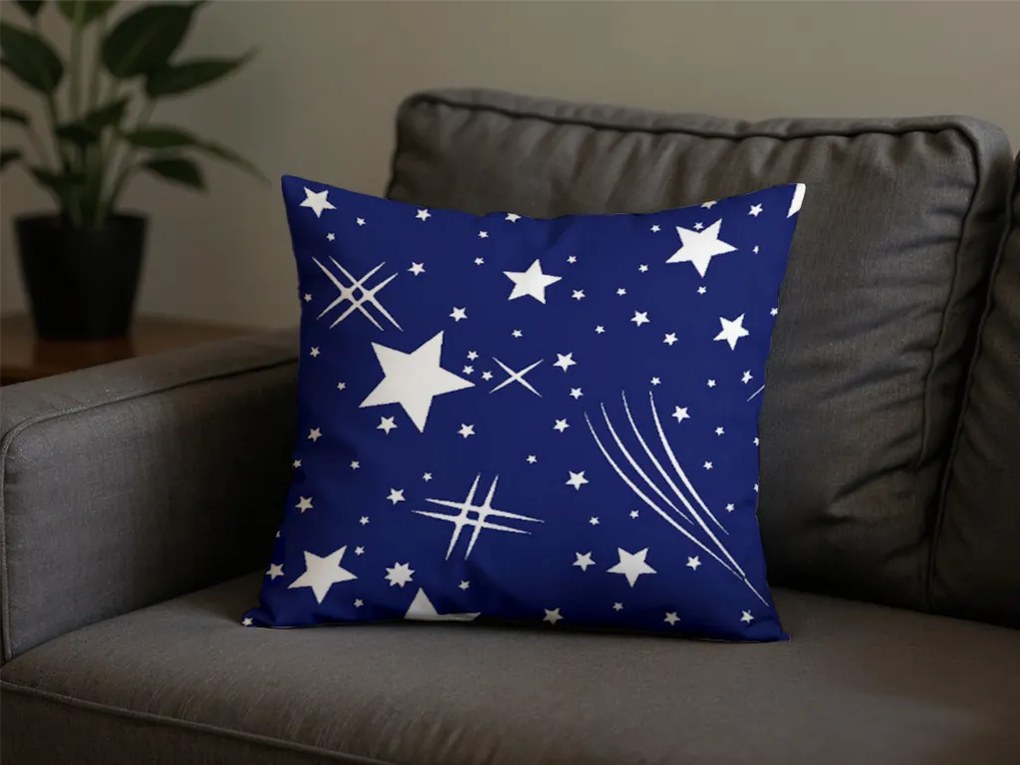 Sada 2 ks dekoračných povlakov na vankúš z mikrovlákna NIGHT SKY 45x45 cm, modrá