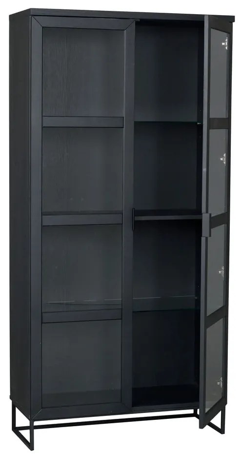 Čierna vitrína z dubového dreva 95x195 cm Everett - Rowico