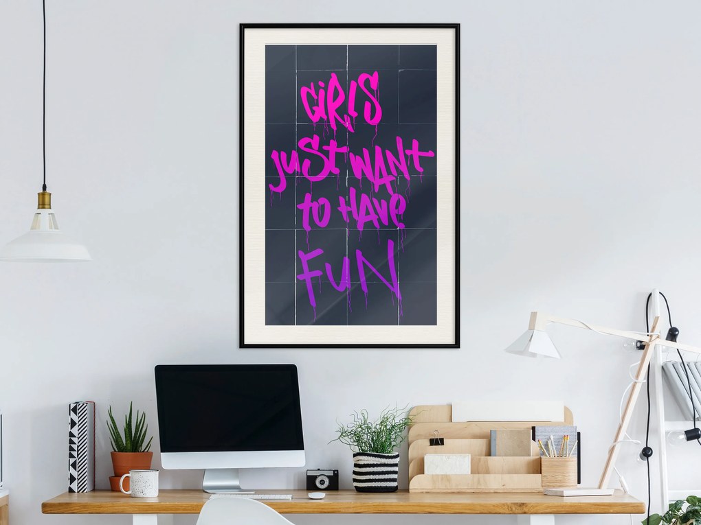 Artgeist Plagát - Girls Just Want to Have Fun [Poster] Veľkosť: 40x60, Verzia: Zlatý rám