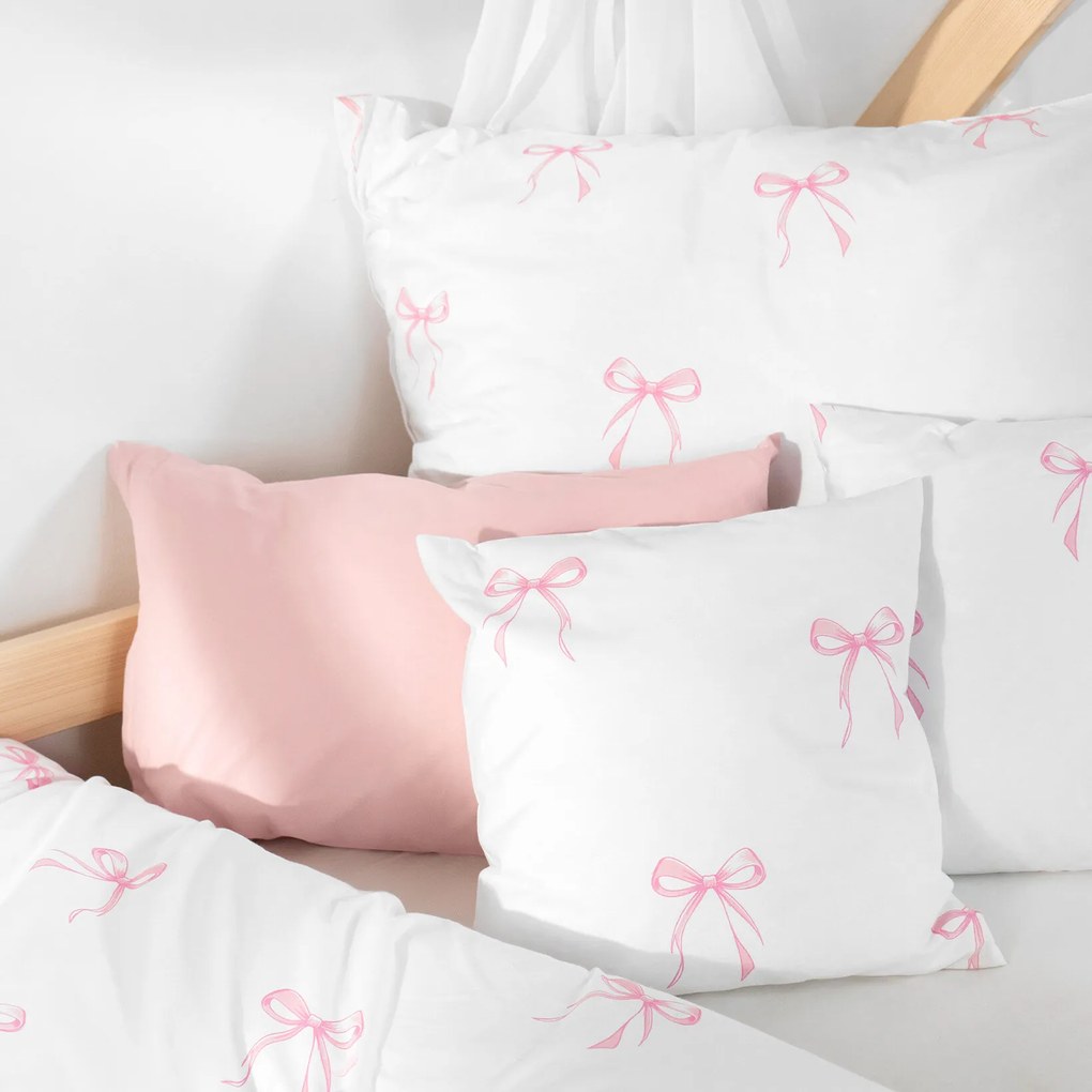 Goldea detská bavlnená obliečka na vankúš - ružové mašličky 40 x 40 cm