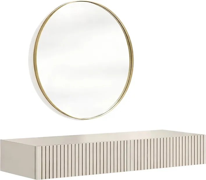Závesný toaletný stolík Nicole so zrkadlom 60 cm - kašmírový mat