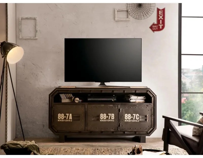 furniture-nabytek.cz - TV stolík Barkley kovový, sivá farba – 160×48×80 cm