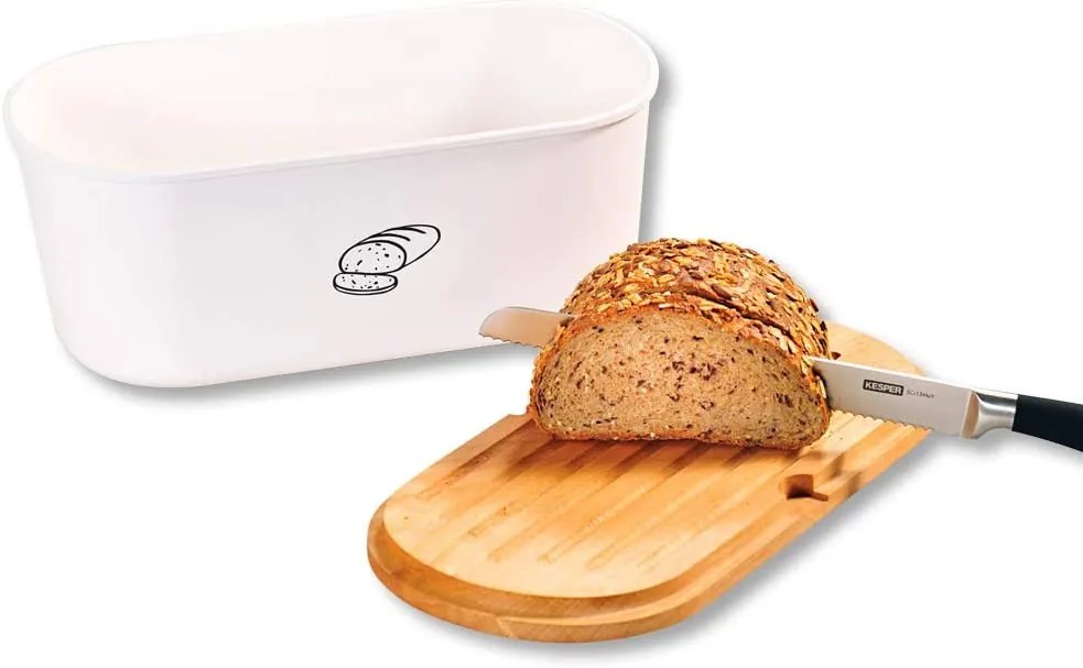 Kesper Chlebník s bambusovou doskou, biely