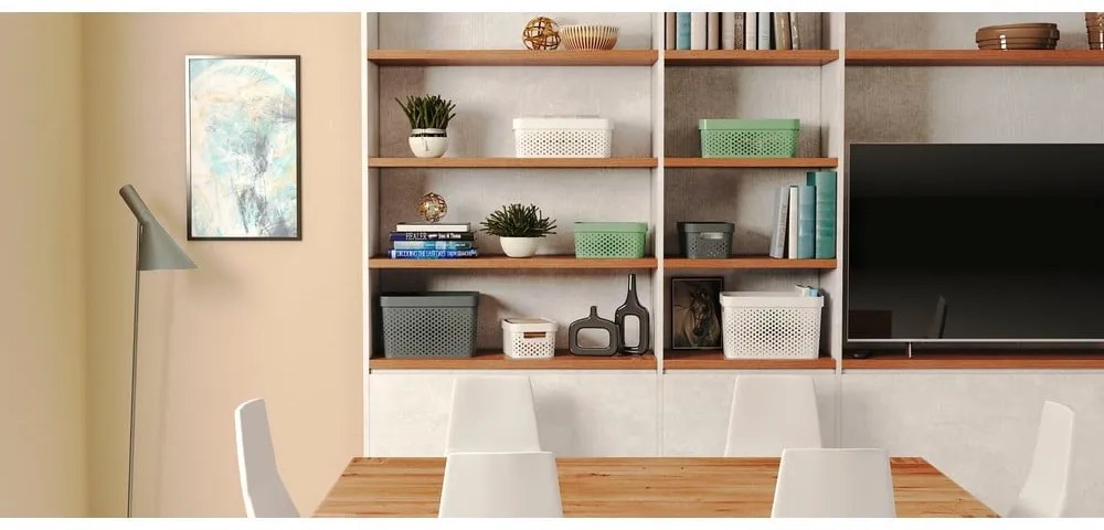 Sivý úložný košík Curver Infinity Dots, 11 l