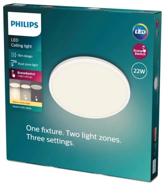 Philips- LED Stmievateľné stropné svietidlo OZZIET SCENE SWITCH LED/22W/230V 2700K