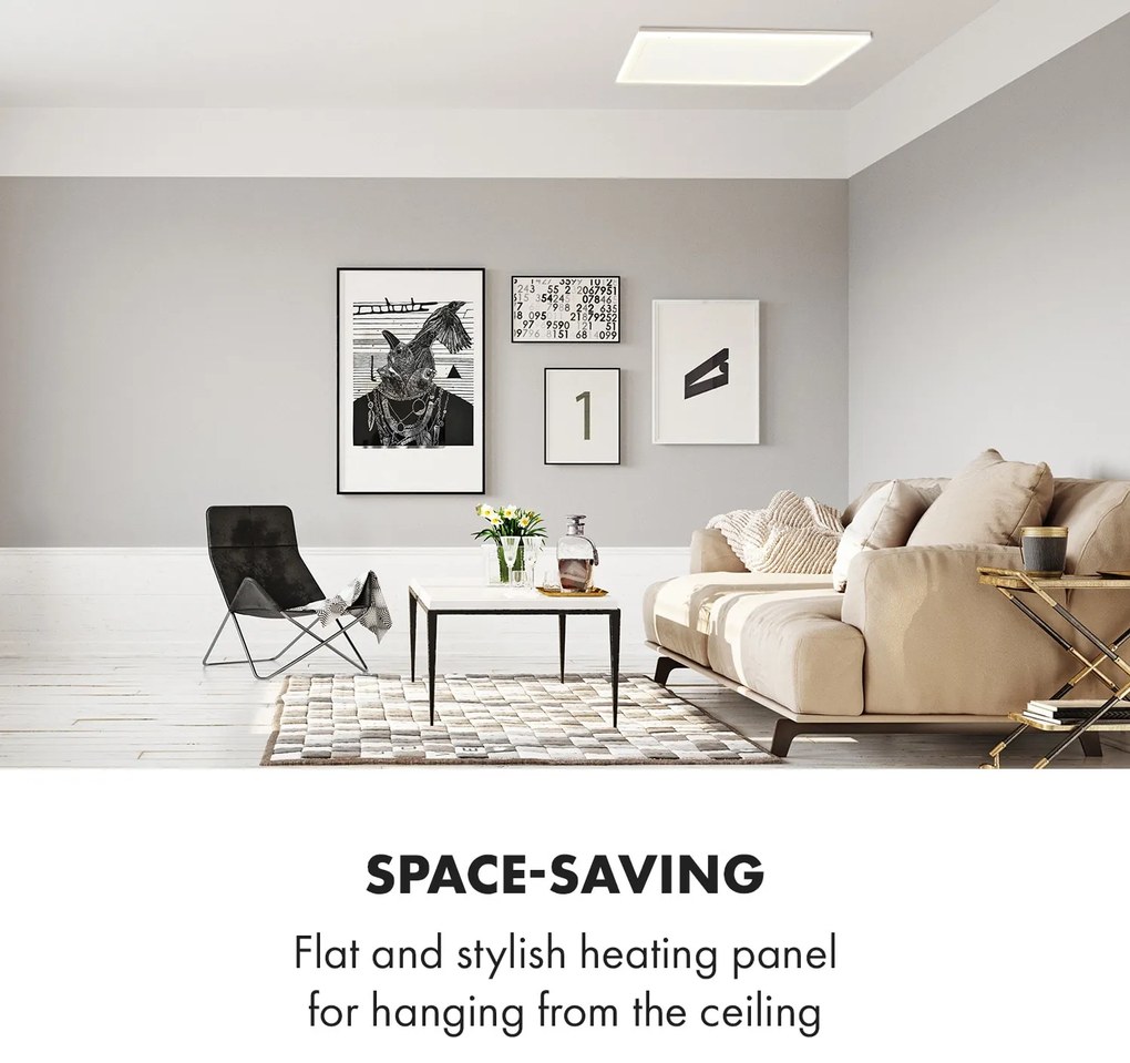 Klarstein Midnight Sun, infračervený stropný ohrievač, 110,5 x 70,5 cm, 600 W