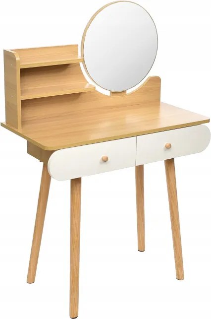 Toaletný stolík SCANDI so zrkadlom naturálny / biely