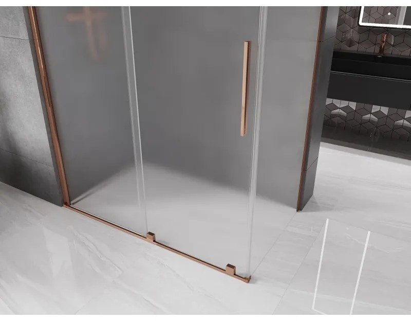 Mexen Velar, sprchový kút s posuvnými dverami 150 x 70 cm, 8mm sklo námraza, ružové zlato, 871-150-070-31-55