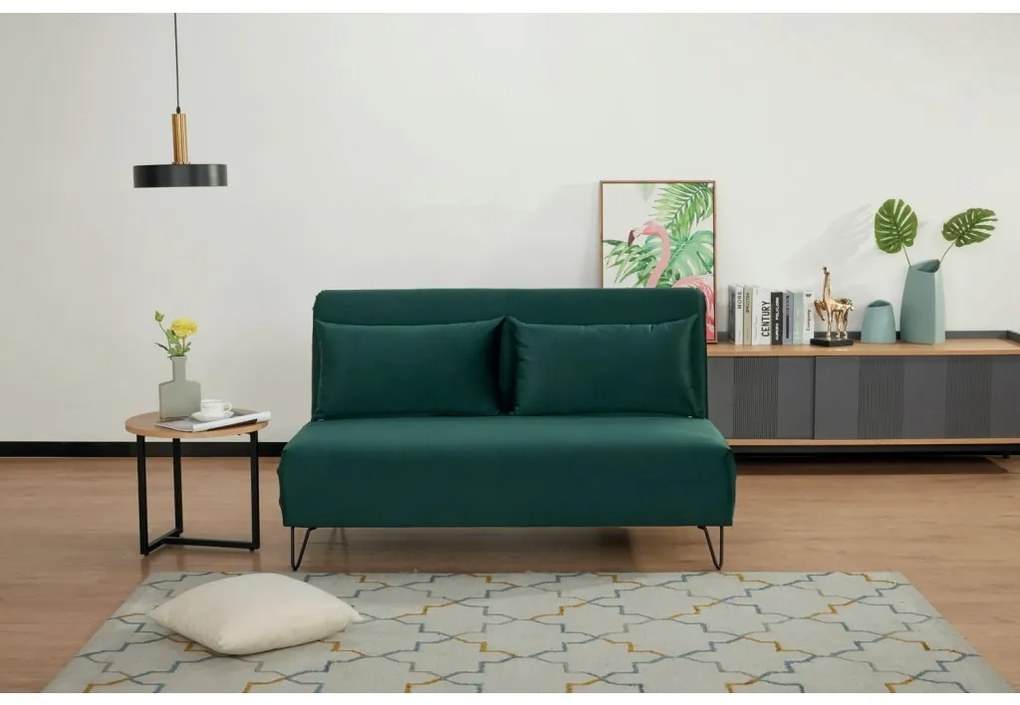 Zelená rozkladacia pohovka ZENIA VELVET