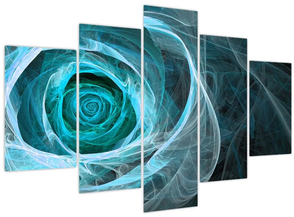 Obraz - Abstraktné ruže modrá s čiernym pozadím (150x105 cm)