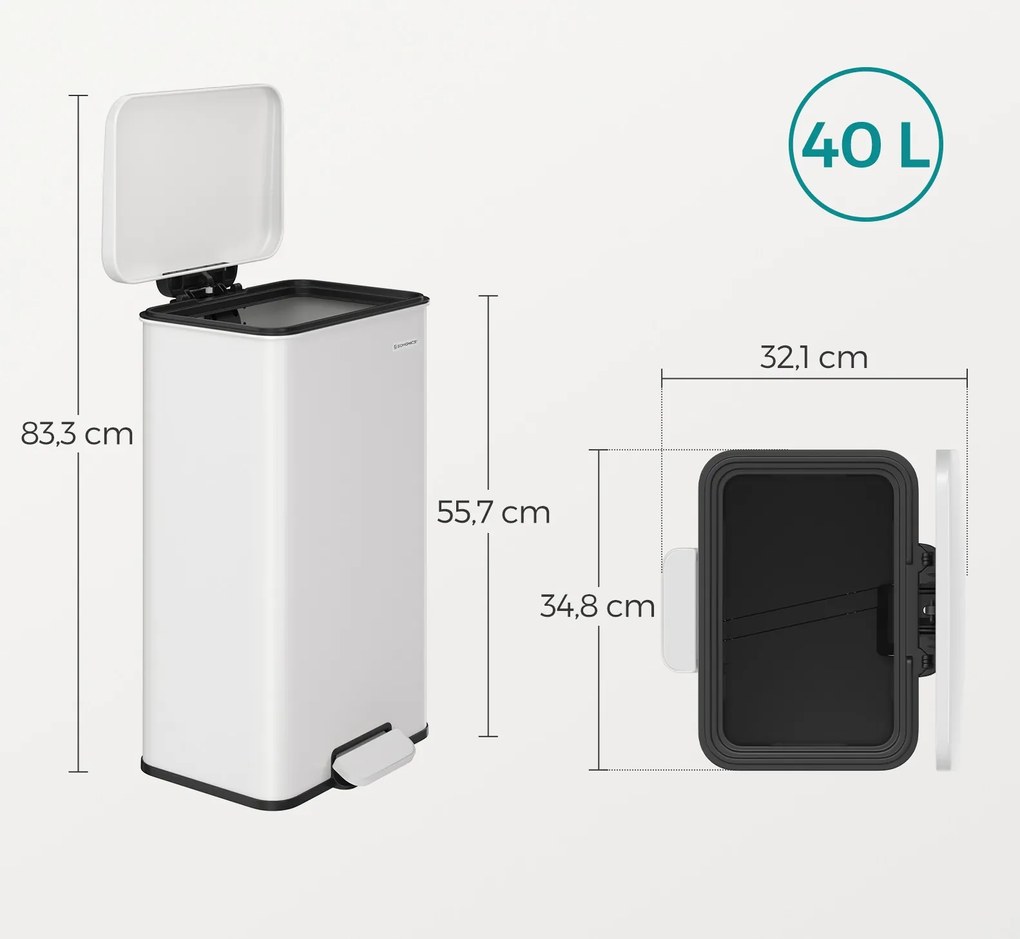 Odpadkový kôš s vekom Jespra 40 l biely
