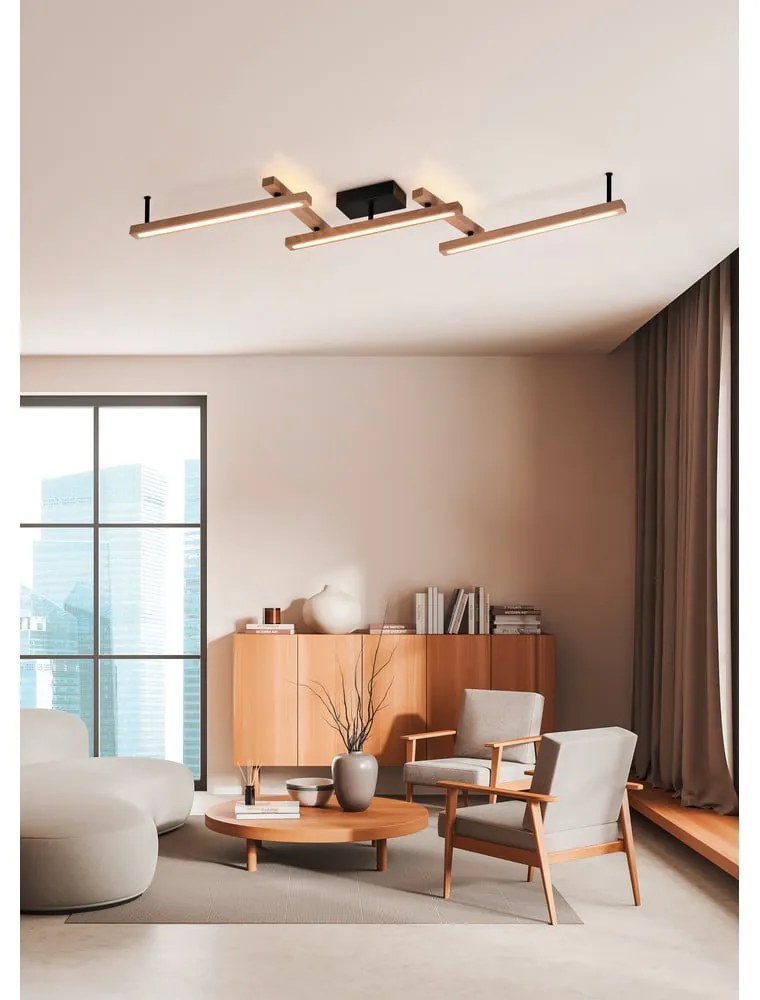 LED stropné svietidlo na diaľkové ovládanie v čierno-prírodnej farbe 10x180 cm Bellari – Trio