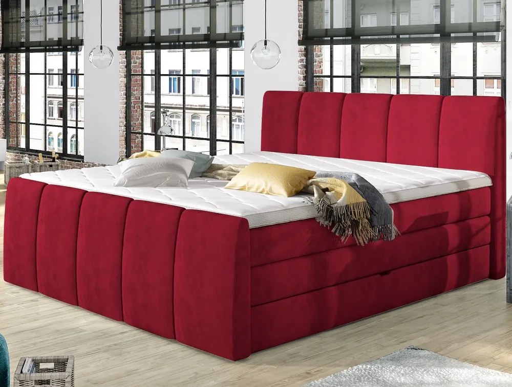 Posteľ boxspring Fresco 180x200 cm, červená látka