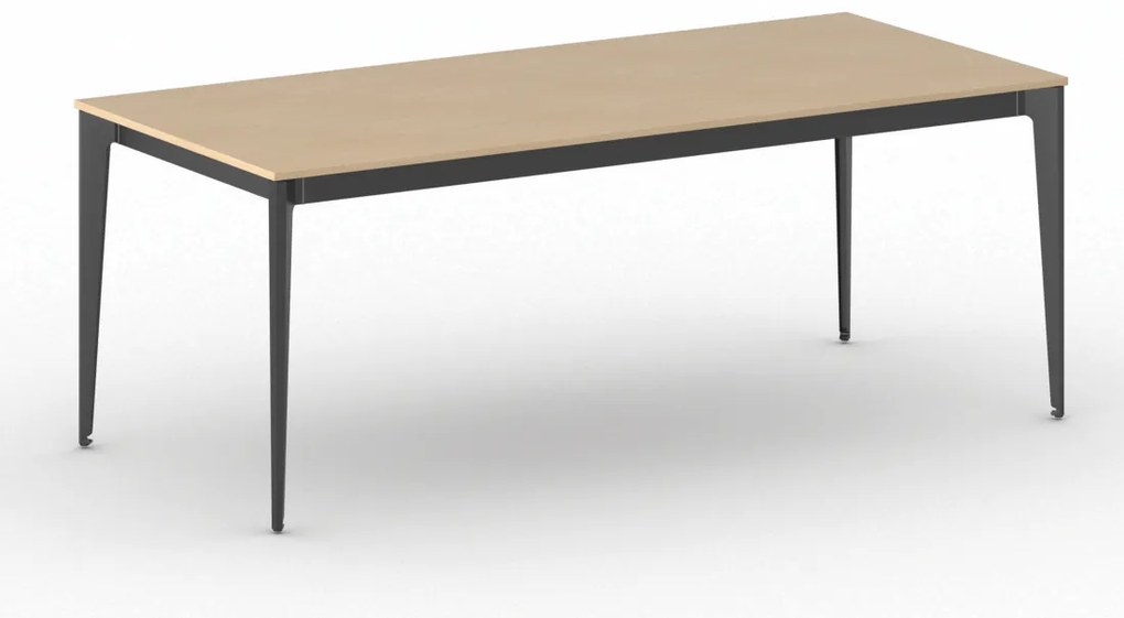 Rokovací kancelársky stôl PRIMO ACTION, 200x90 cm, čierna podnož, buk