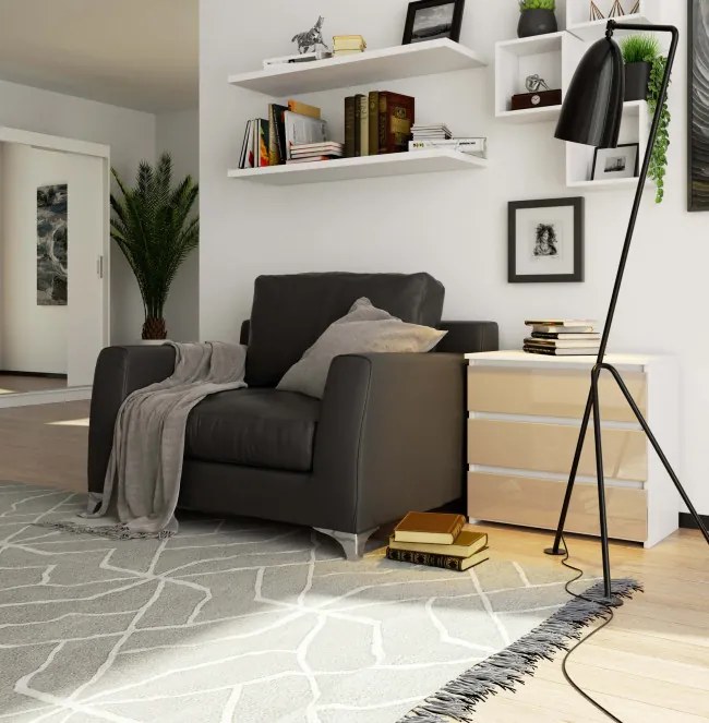 Nočný stolík CL3 60 cm biely / cappuccino, lesk