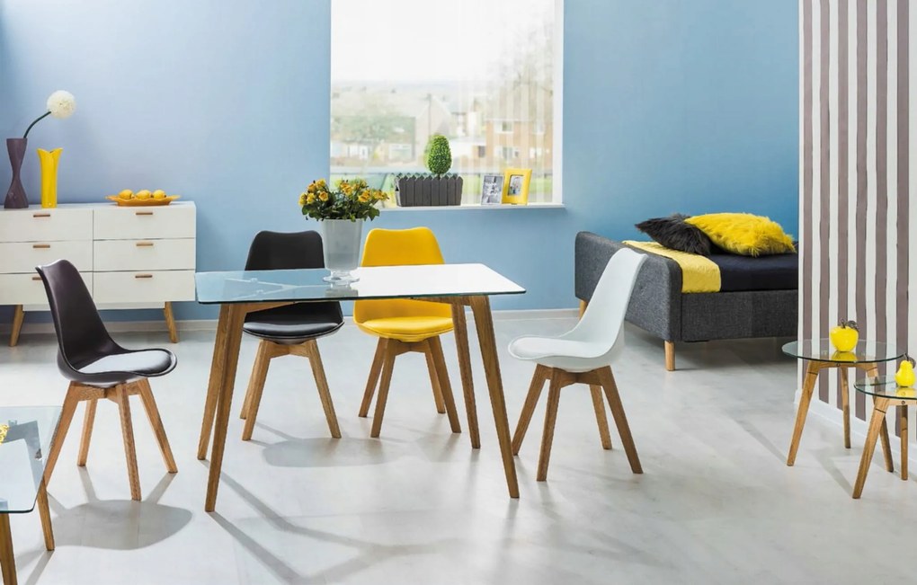 Jídelní židle Kris z masivu buk/eko kůže světle šedá