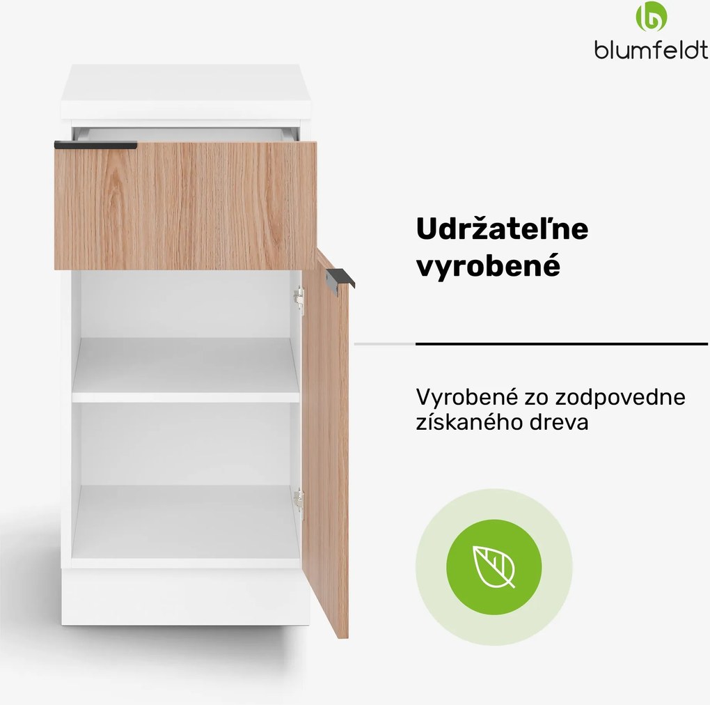 Blumfeldt WoodVista zásuvková skriňa, Robustná MDF pracovná doska, Soft-Close pánty, Hliníkové úchyty