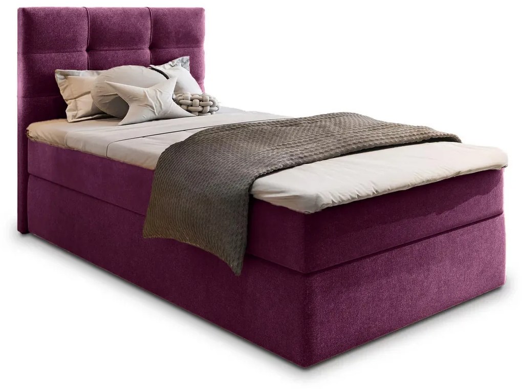 Čalúnená posteľ boxspring GLORIEN 100x200 cm purpurová Matrac: Bonell pružinová matrac