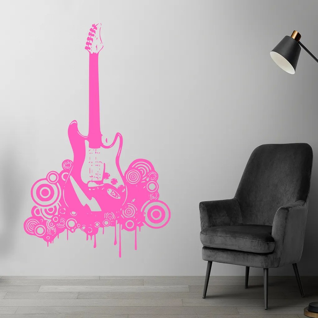 Veselá Stena Samolepka Elektrofonická gitara Farba: biela, Veľkosť: 100 x 62 cm
