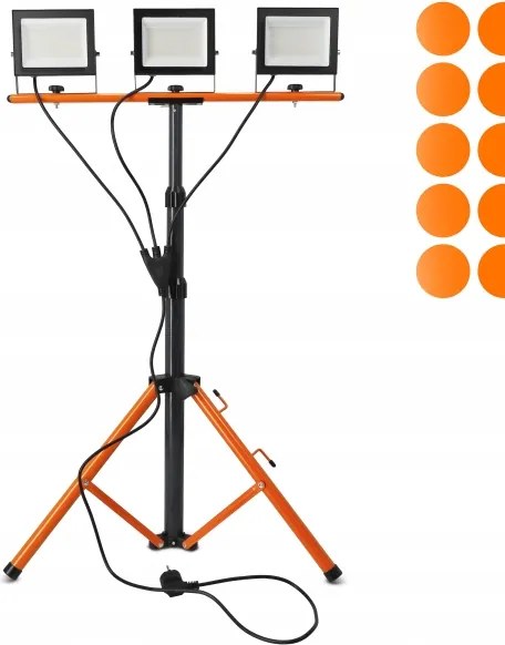LED reflektor so stojanom 3xLED/50W/230V 4500K IP65 čierna/oranžová