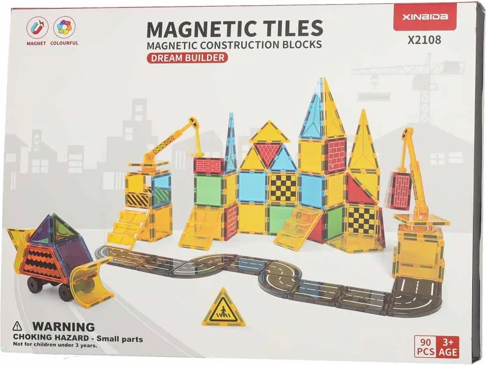 KIK 3D magnetické stavebné kocky, sada 90 dielov