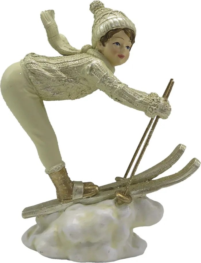 Dekorácia chlapec na lyžiach - 14*6*19 cm