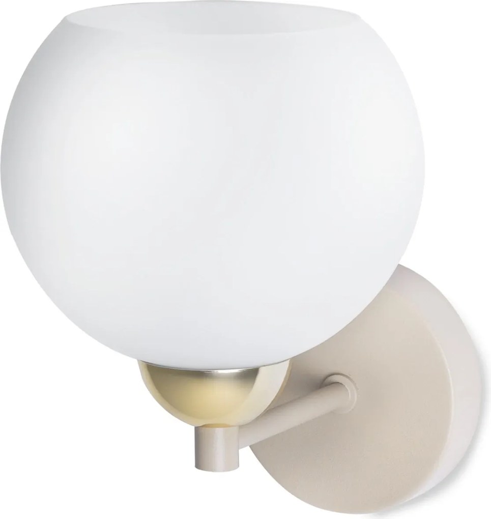 Nástenné svietidlo Eliza 1, 1x biele sklenené tienidlo, g/be