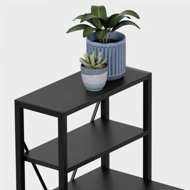 Rohový pracovný stôl s policami Leader 5.9 čierny