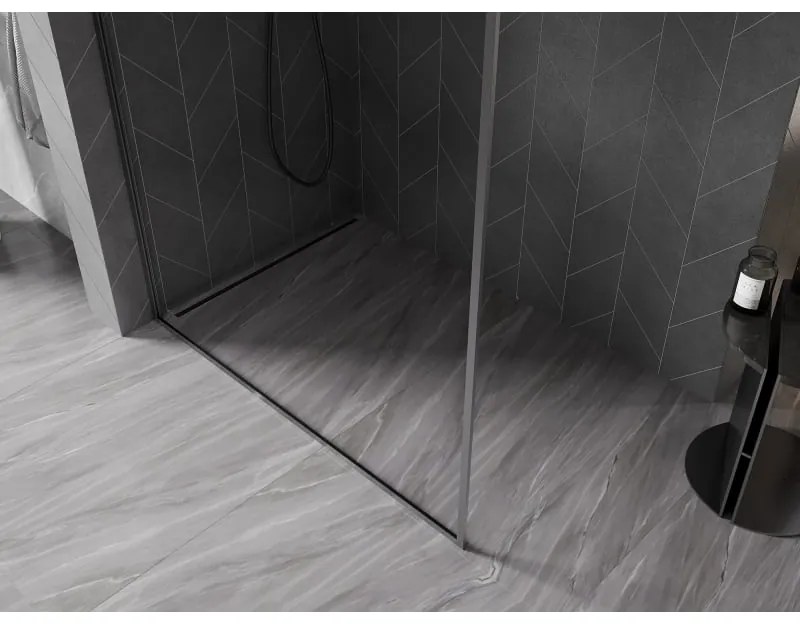 Mexen, Mexen Kioto-F L sprchová stena s rámom 115 x 202 cm, priehľadná 8 mm, pištoľovo sivá kartáčovaná - 800-115-174-66-00