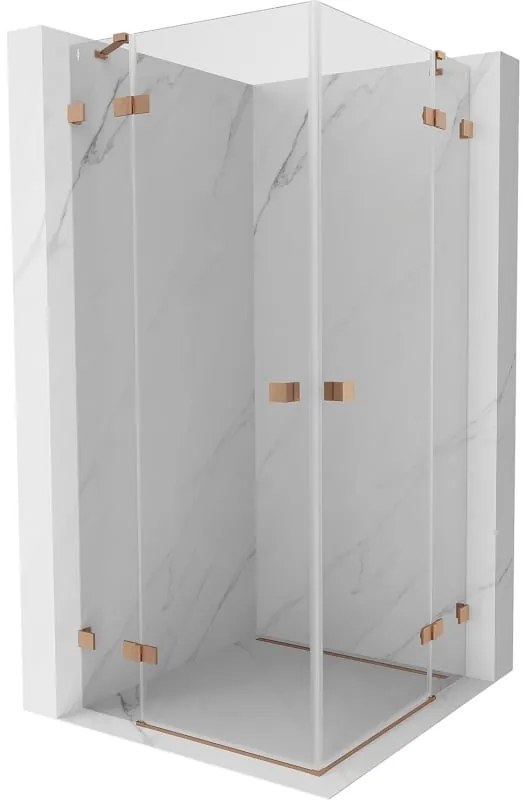 Mexen Lunar Duo, výklopný sprchový kút 80 x 80 cm, 8mm číre sklo, profil medená matná, 834-080L-080P-65-00