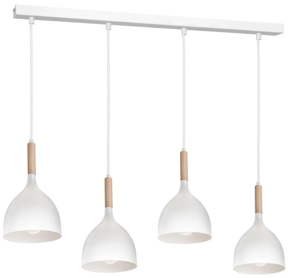 Luster na lanku NOAK WOOD 4xE27/15W/230V biela/buk