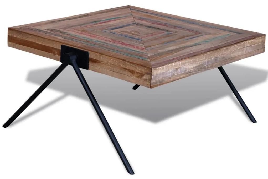 Konferenčný stolík s nohami v tvare V, recyklované tíkové drevo