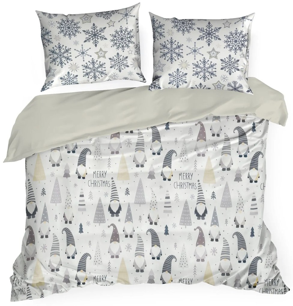 VIANOČNÉ RENFORCÉ OBLIEČKY DWARF 200X220 CM, 2 KS 70X80 CM VZOROVANÉ