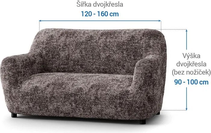 Bielastické poťahy MARMO hnedé dvojkreslo (š. 120 - 160 cm)