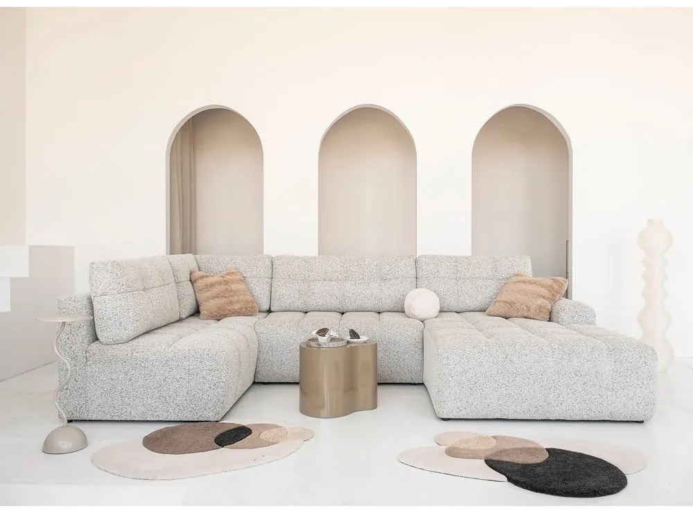 Béžová rozkladacia modulárna rohová pohovka s úložným priestorom (ľavý roh) Lulu – Miuform